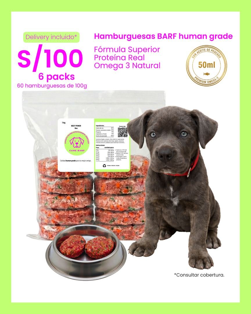 Pack de 6 kg de hamburguesas BARF Cane Barf